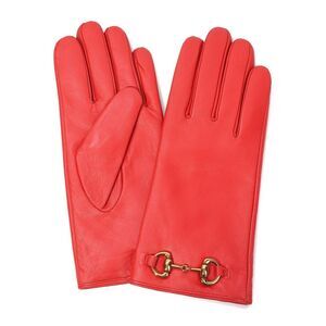 Tiffany & Fred Paris Cashmere-Lined Leather Gloves, Red